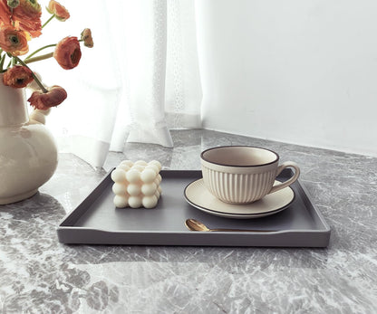 White Serving Tray (13.5 x 9.6 inch) for Serving Accessory, Elegant & Stackable Plastic Tray for Spa, Coffee, Drinks, Tea, Bar, Party, Seasoning, Perfume and Display Use.