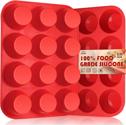 HKNMTT Silicone Muffin Pan for Baking, Cupcake Egg bites Brownie Mold 12 Cup Regular Size, Oven Safe BPA Free kitchen Appliances