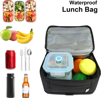 NOL Mini Insulated Lunch Bag for Women Men Kids | Small Leakproof Reusable Lunch Tote | Fits 6 Cans 330ml | Thermal Cooler for Work School Picnic Camping, Navy blue