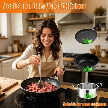 Meat Masher, 304 Stainless Steel 6 Blade Ground Beef Chopper Tool