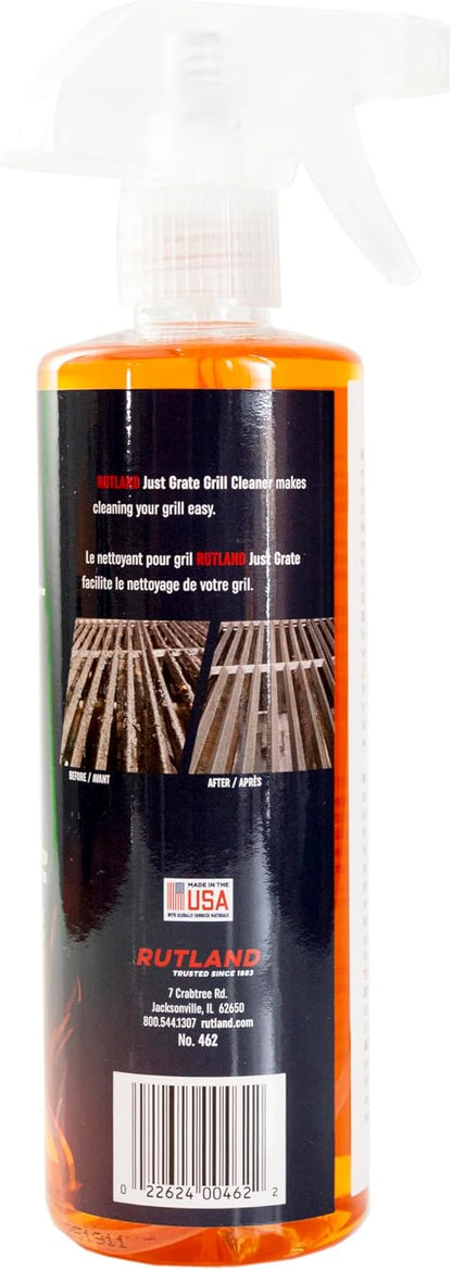 Rutland Just Grate Grill Cleaner, Citrus Degreaser, BBQ Grill Interior & Exterior, 16 fl oz