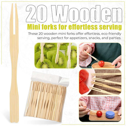 Divided Serving Tray with Lid & Handle| Multi-Purposed Snackle Box Bundle 8ct & 4ct Dividers 20pc Mini Forks| Snackle Box Container for Fruits Nuts Candy Charcuterie Platters Road Trips Picnics