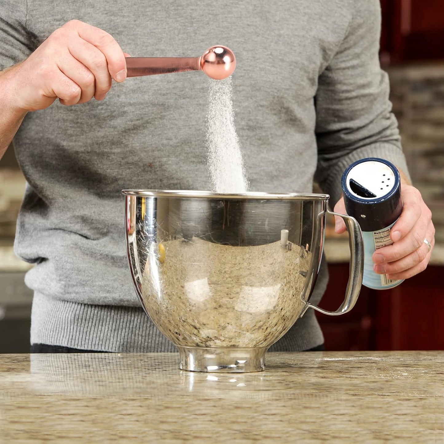 16 Pcs Stainless Steel Measuring Cups and Measuring Spoons Set, Heavy Duty Metal Measuring Cups and Scoops for Kitchen Cooking Baking Includes 5 Cups, 6 Tbsp Tsp Spoons & 5 Mini Spoons(BLK)