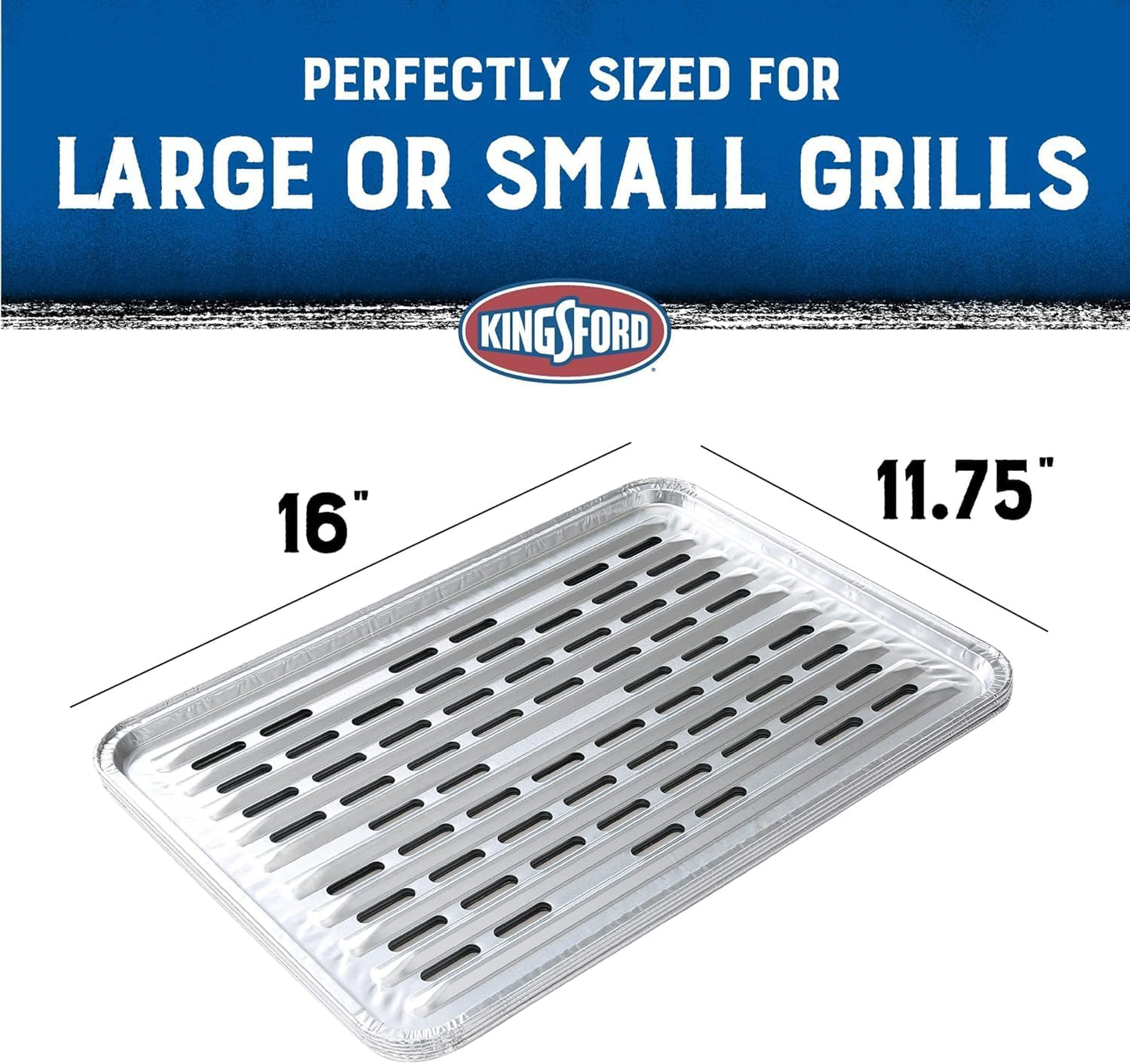 Kingsford Extra Tough Aluminum Grill Liners, Disposable Foil Grill Toppers for Outdoor Grills, Helps Keep Food and Sauce from Falling Through Grates, 16 x 11.75 in, 14 Count
