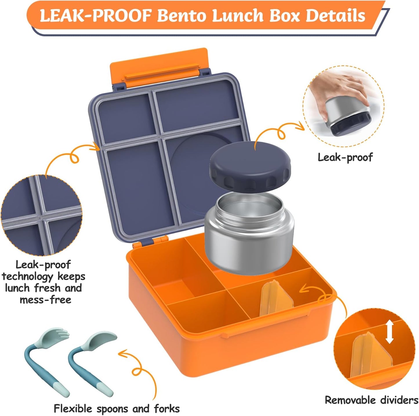 Bento Lunch Box Set for Kids with 8oz Soup Thermo, Leak-Proof Lunch Containers with 4 Compartment, Thermo Hot Insulated Food Jar and Foldable Fork Spoon, for Kids to School (pale pink)