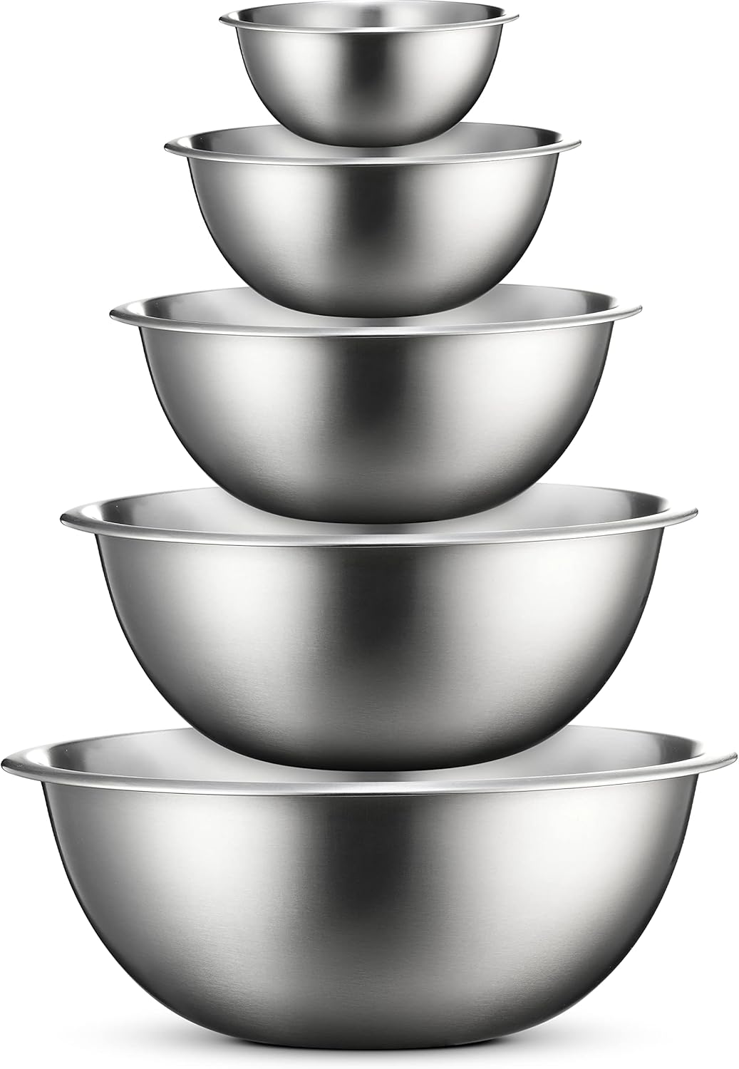 FineDine Stainless Steel Mixing Bowls Set, Dishwasher Safe, 6 Piece Metal Mixing Bowls For Kitchen, Nesting, Large, Small, Big Food Prep, Cooking, Baking