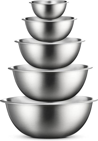 FineDine Stainless Steel Mixing Bowls Set, Dishwasher Safe, 6 Piece Metal Mixing Bowls For Kitchen, Nesting, Large, Small, Big Food Prep, Cooking, Baking