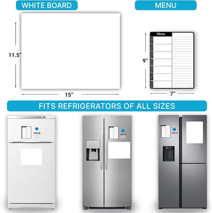 Magnetic Blackboard for Fridge - Dry Erase Black Board for Home, Office & Classroom (11.5" x15”), Menu Board for Kitchen Fridge - Family Meal Planner (7" x9”) - 6 Fine Tip Magnetic Markers & Eraser