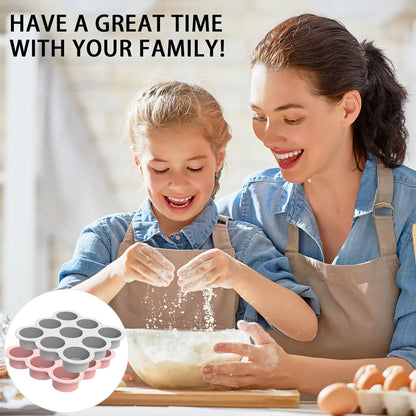 Silicone Egg Bite Molds- 4 Cups Air Fryer Egg Mold, Silicone Egg Molds Ideal For Muffins, Cakes, Pies, Breads (2 Pcs Red + Gray)