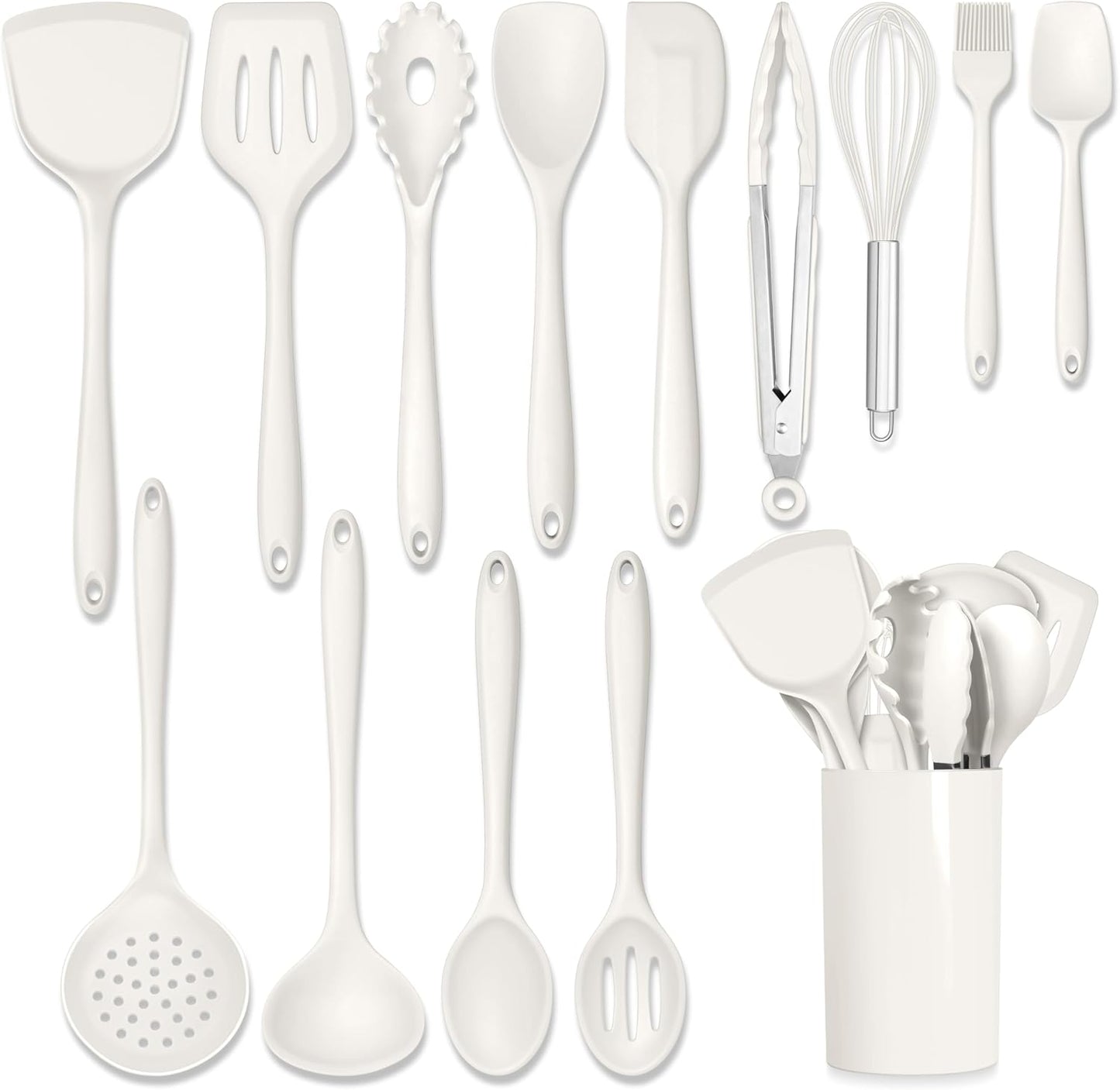 HaWare Kitchen Utensils, 14 PCS Silicone Cooking Utensils Set, Heat Resistant Kitchen Utensils for Non-stick Cookware, Kitchen Gadgets Tools with Spoons, Spatulas, Whisk, Dishwasher Safe (Black)
