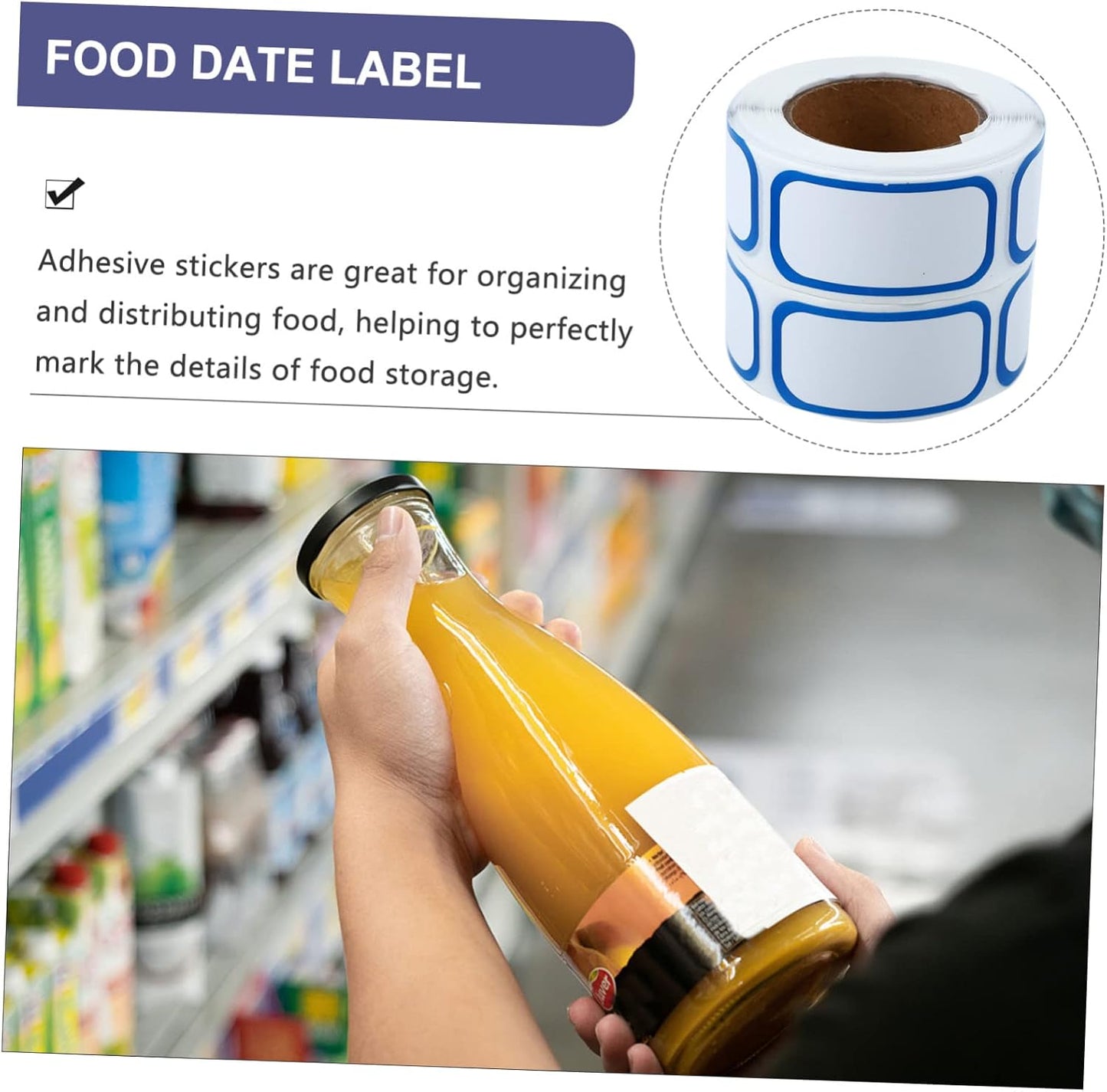 6rolls Removable Date Label Stickers for Food Storage Kitchen Date Marking Decals Easy to Write for Containers and Organization