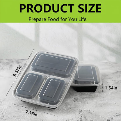 32oz Meal Prep Containers 3 Compartment Food Container with Lids 15 Pack, Durable Reusable Snack Box Containers, Microwaveable Food Storage Containers Lunch Containers for Women and Men