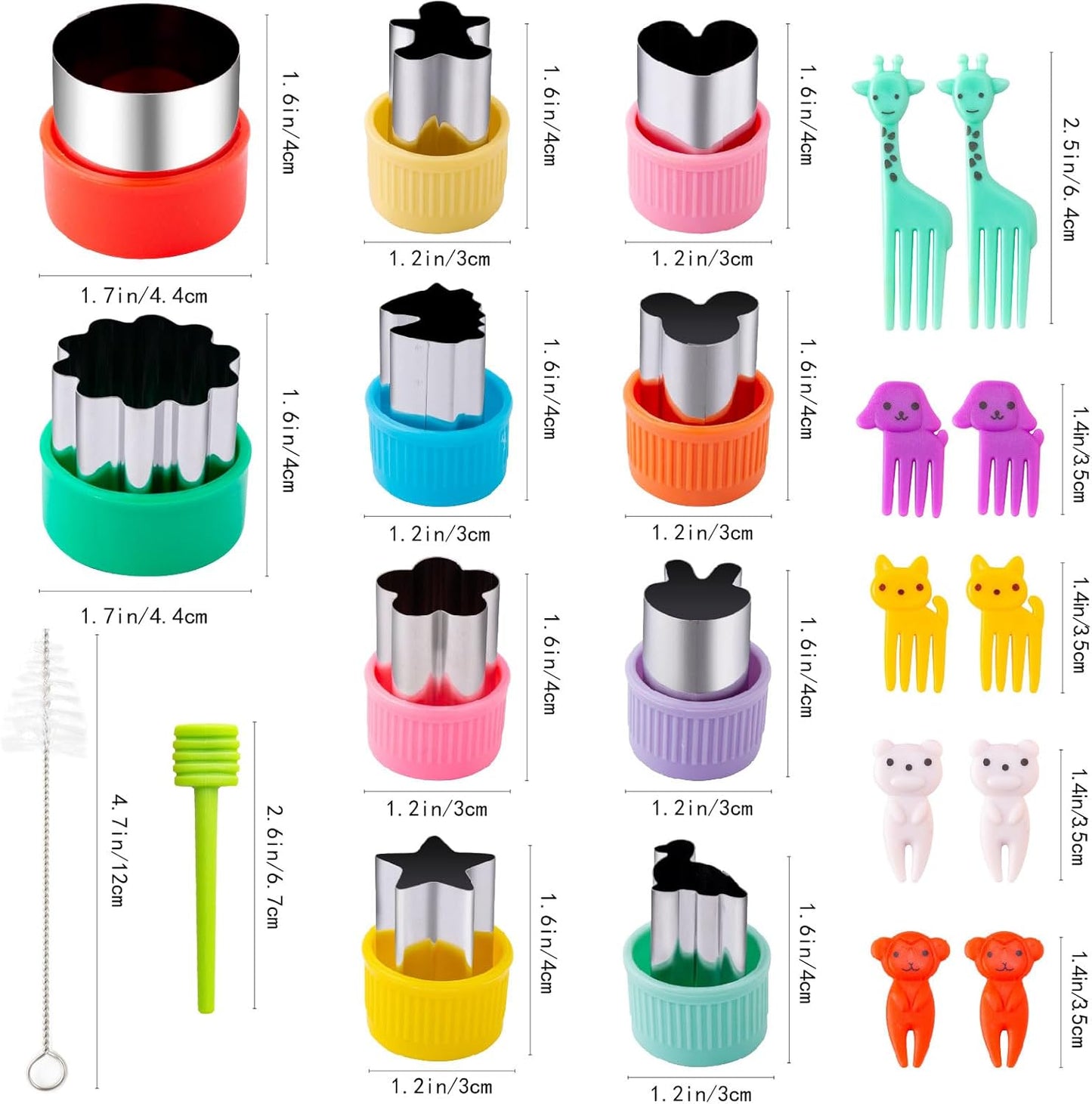 Fruit Cutters Shapes for Kids 22 Pcs, Mini Cookie Cutters Set, Vegetable Cutter with Food Picks