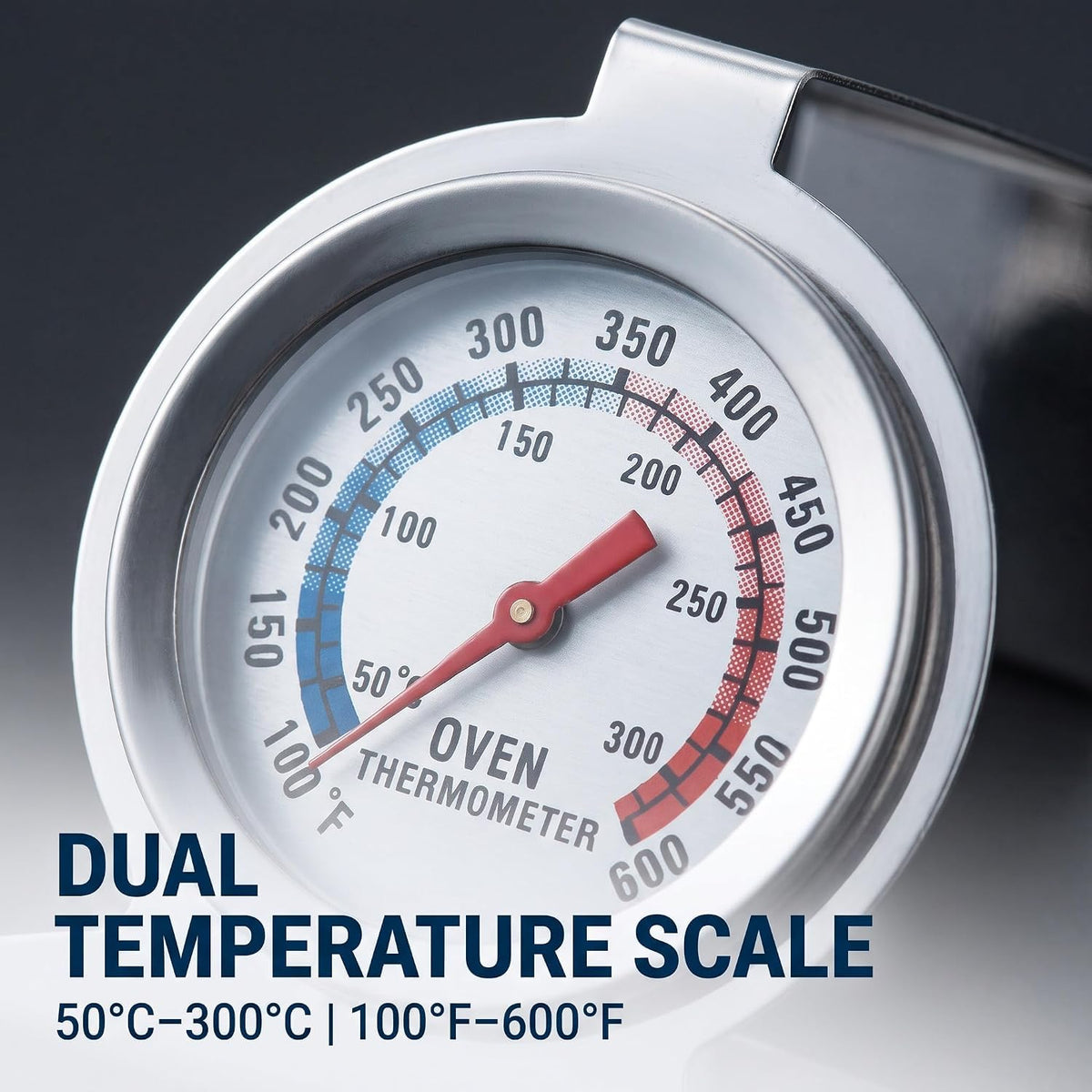 Silver Oven Thermometer 50-300°C/100-600°F, Woodstove Thermometers, Oven Grill Fry Chef Smoker Thermometer Instant Read Stainless Steel Thermometer Kitchen Cooking Thermometer, Oven Thermometers