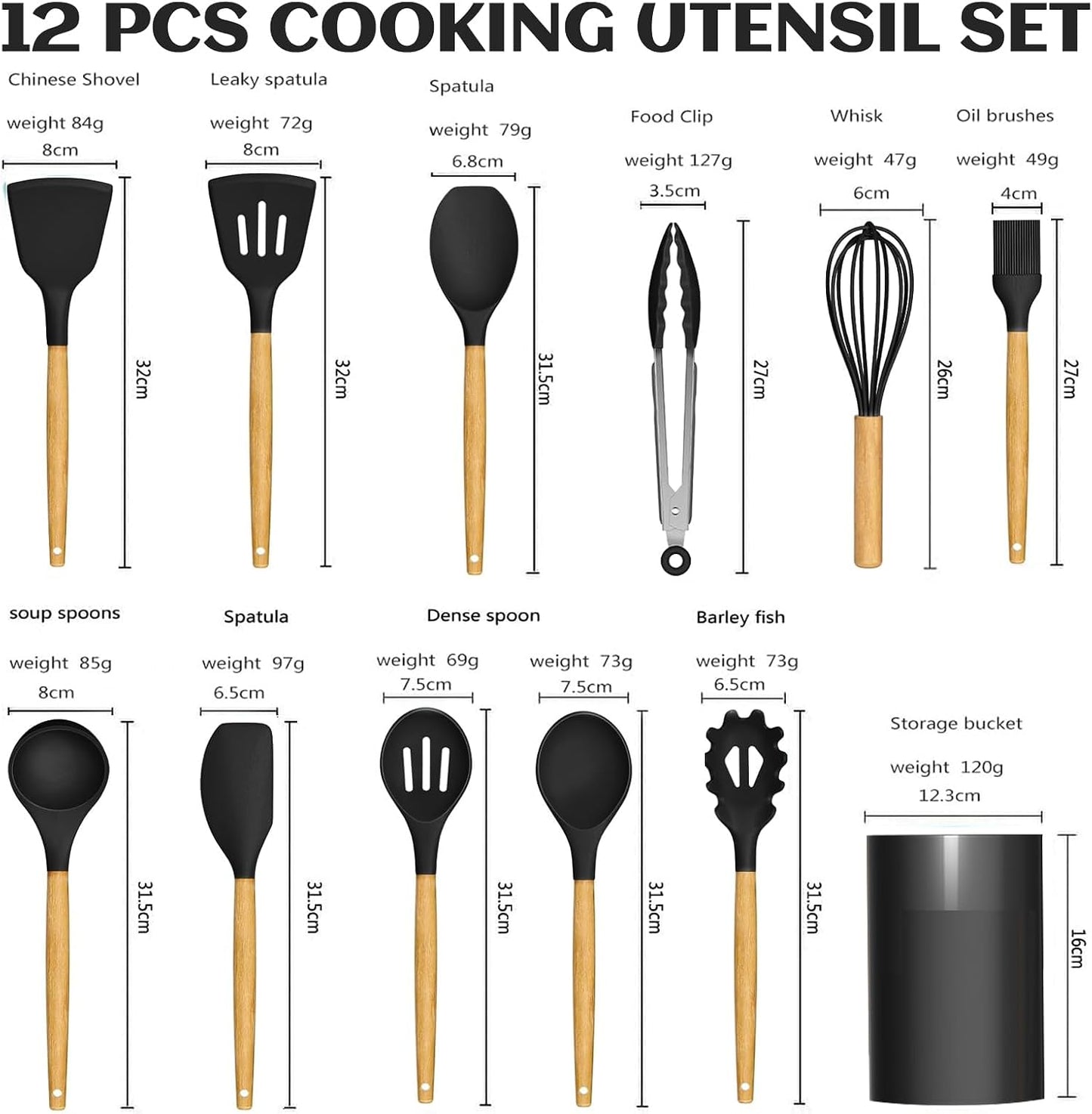 Silicone Cooking Utensils Set For Kitchen, Spoons Spatula Spatulas Accessories, Baking Heat Resistant Cookware De Home, Rubber New Apartment Decor, Plastic Nonstick Turner Tool (black)