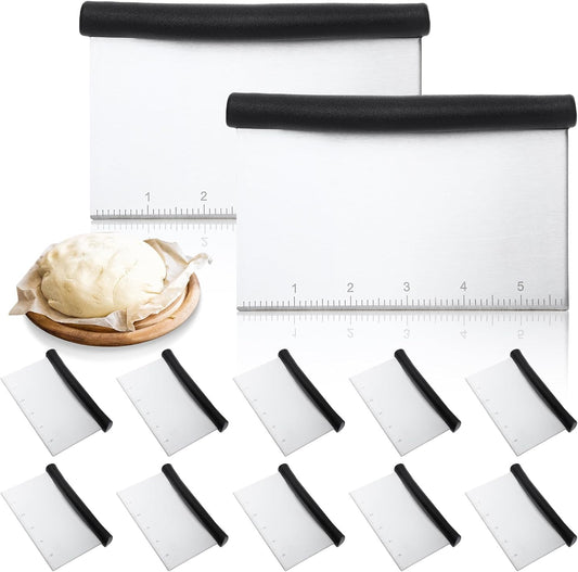 LemonRoad 12 Pack Bench Scraper & Dough Cutter, 6.4 Inch Stainless Steel Pastry Tool with Measuring Scale, Kitchen Food Cutter for Bread Pizza Pastry Baking