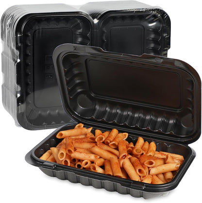 Meal Prep Container Reusable 40 Pack 34oz - Shrink Wrap Leakproof | Portion Control Leftover Plastic Food Containers with Lid | BPA Free Freezer & Microwave Safe | 4 Compartment Takeout Boxes