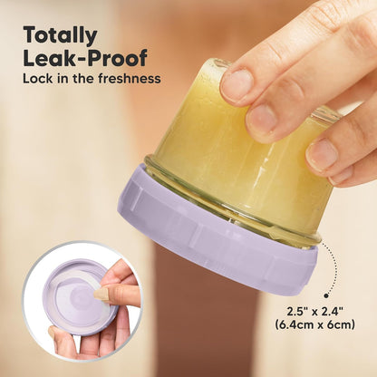 KeaBabies 12pk 4oz Glass Baby Food Containers with Lids - Leak-Proof, Microwavable Small Glass Jars, Baby Purees & Toddler Snack Storage Containers, BPA-Free, Dishwasher & Freezer Safe (Musk Dusk)