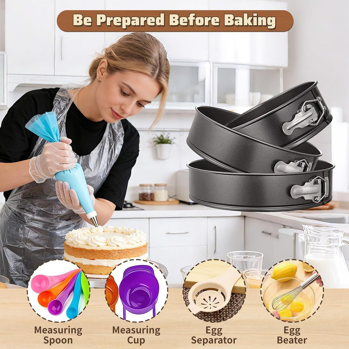 720PCS Cake Decorating Kit with Baking Supplies & Rotating Turntable