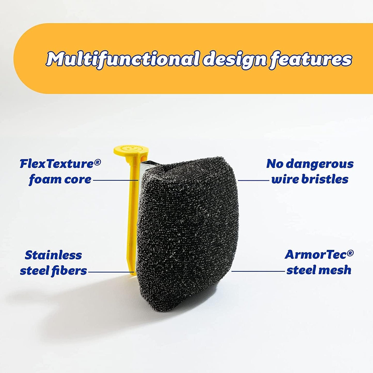 Scrub Daddy BBQ Daddy Grill Brush for Outdoor Grill - Bristle Free Grill Brush with Steel Grill Scraper + Scrub Brush - Temperature Controlled Scrubbing Power for Grill Cleaning (1 Count)