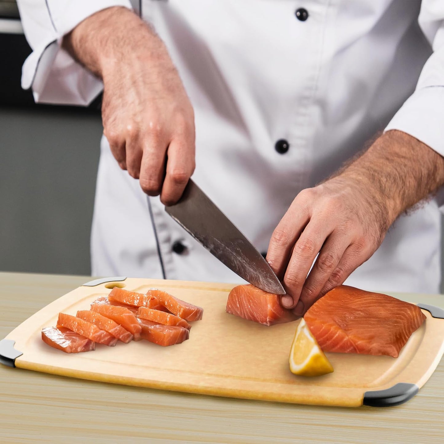 Dishwasher Safe Cutting Boards for Kitchen - Set of 2 Large Composite Wood Cutting Boards with Juice Groove, Non-Slip Feet & Lightweight Eco-Friendly Design 14.5" x 11" and 11.7" x 9.3"