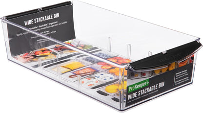 Progressive ProKeeper+ Pantry & Refrigerator Storage Containers – Modular Bins and Organizers (Narrow Stackable Bin, 16.1"L x 4.0"W x 3.6"H)