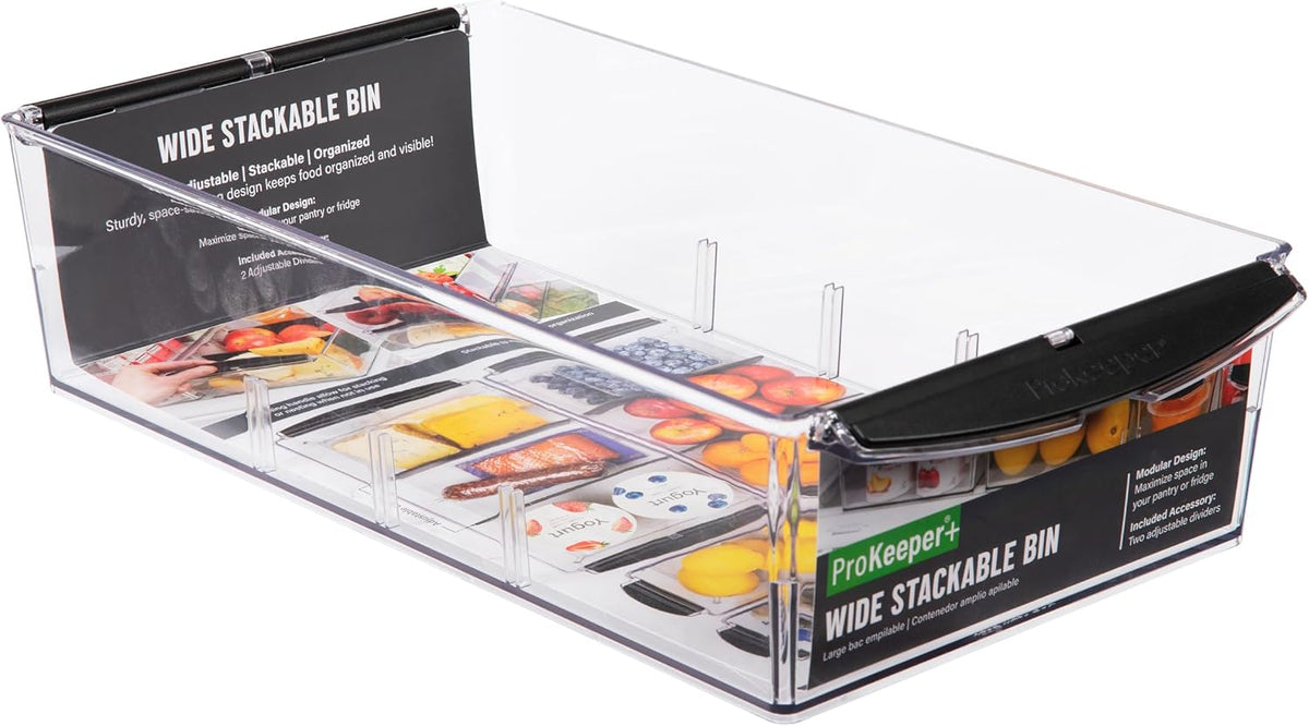 Progressive ProKeeper+ Pantry & Refrigerator Storage Containers – Modular Bins and Organizers (Narrow Stackable Bin, 16.1"L x 4.0"W x 3.6"H)