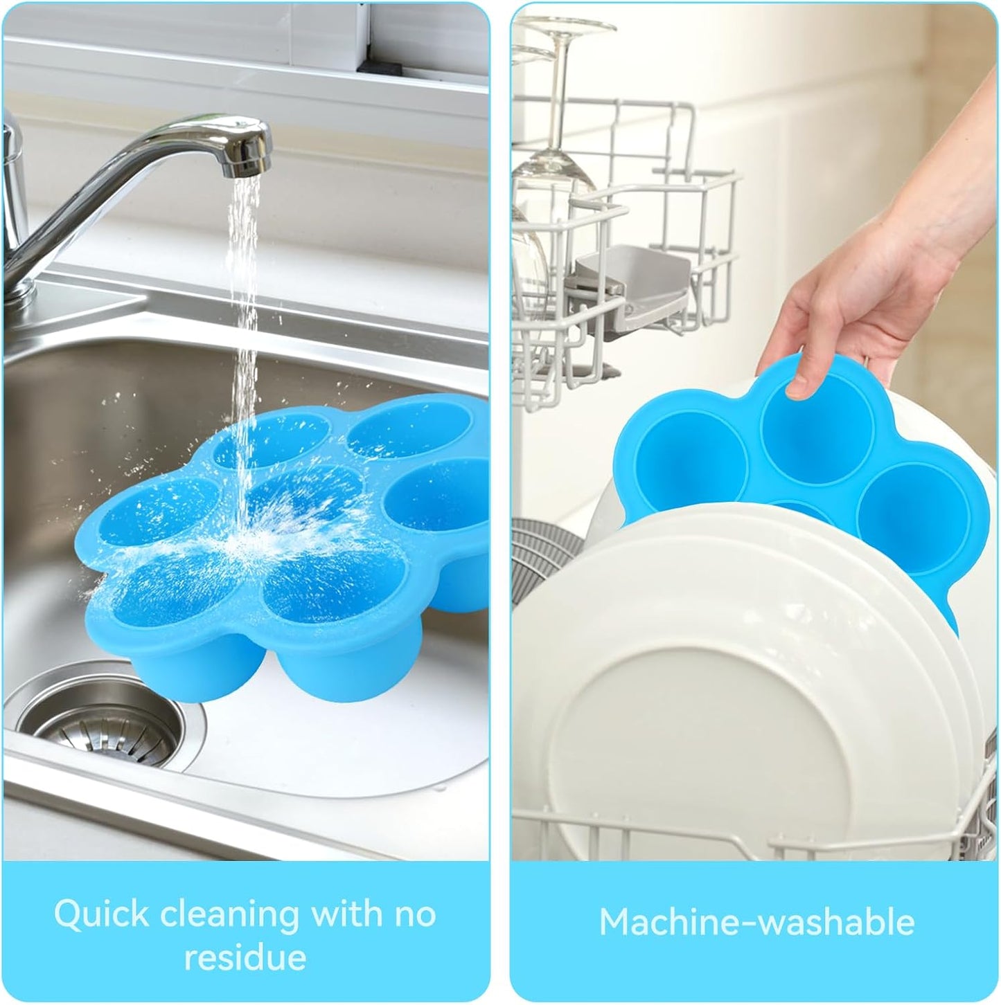 2 Pack Silicone Egg Bite Molds,Non-Stick 7 Cups Silicone Muffin Pans for Baking,Air Fryer Accessories for Baking Egg Bite, Cupcake, Tart, Bread(Blue & Green)