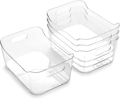 BINO | Plastic Organizer Bins, Large - 4 Pack | The SOHO Collection | Multi-Use | Pantry & Freezer Organizer Bins | Plastic Storage Containers for Home & Kitchen Org