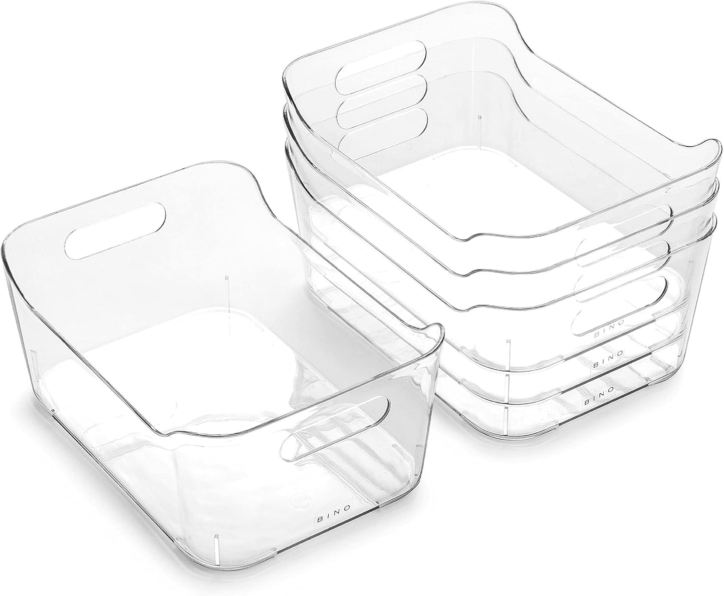 BINO | Plastic Organizer Bins, X-Small - 4 Pack | THE SOHO COLLECTION | Multi-Use Organizer Bins | Pantry & Freezer Bin | Plastic Storage Containers | Bin for Home & Kitchen Org