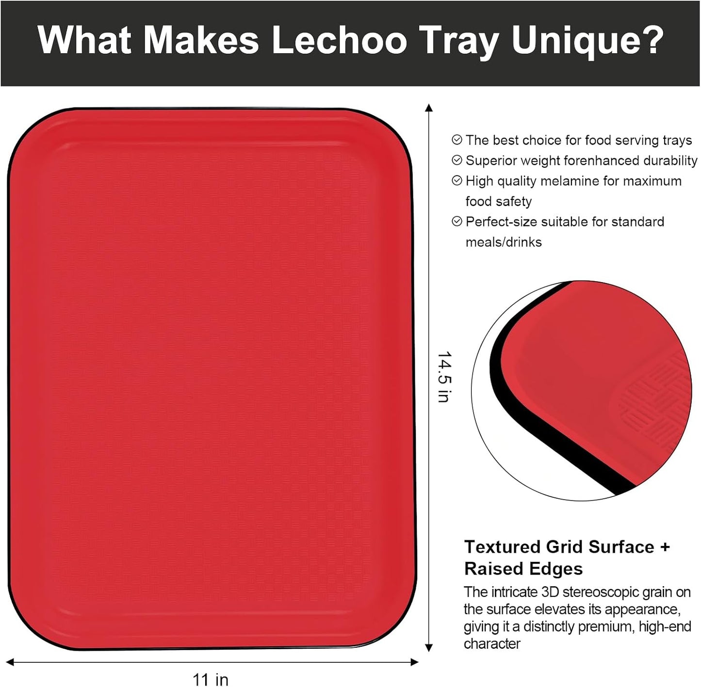 2pcs Melamine Serving Trays Set Two Tone 14.5" x 11" Large White Black Reusable Serving Platters for Cookie, Appetizer, Snack, Dessert, Party Food Display, Rectangular Party Trays and Platters