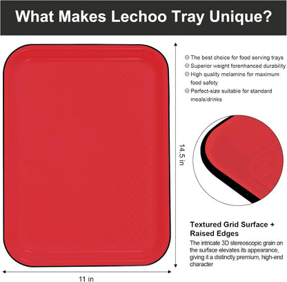 2pcs Melamine Serving Trays Set Two Tone 14.5" x 11" Large White Black Reusable Serving Platters for Cookie, Appetizer, Snack, Dessert, Party Food Display, Rectangular Party Trays and Platters