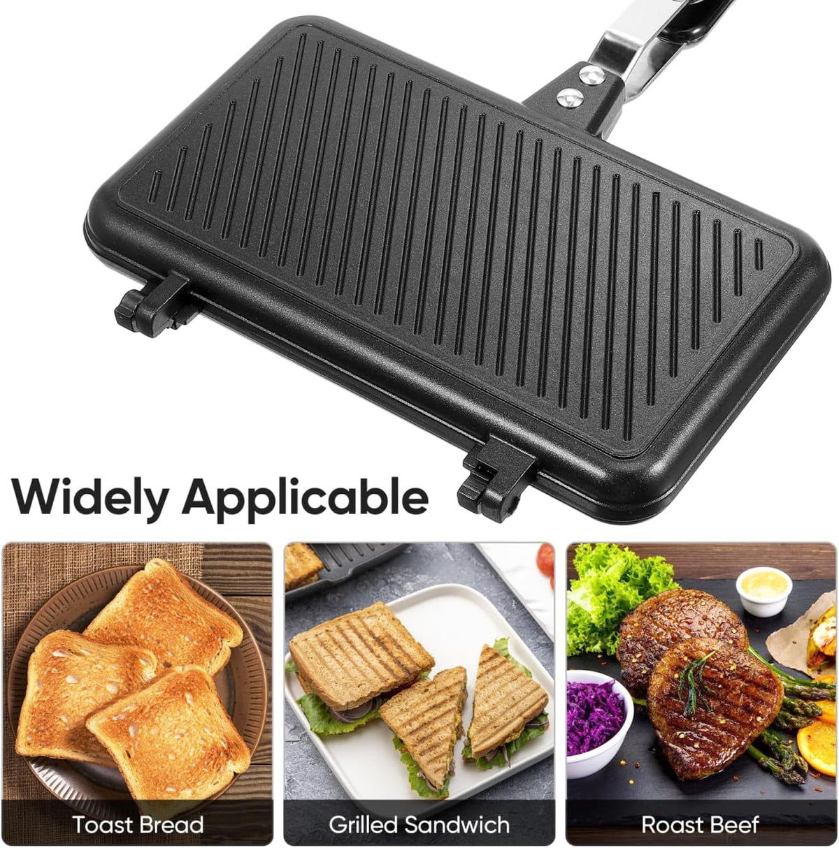 BESPORTBLE Double Sided Sandwich Frying Pan Non Stick Bakeware Baking Plate