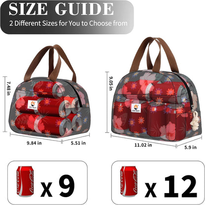 CaCTOUR Lunch Box for Women Girls Teens,Cute Lunch Box Cooler Bag, Portable Insulated Small Lunch Bag Women Reusable Corduroy Lunch Tote for Work/Travel/Picnic/School (Dog Green,Small)