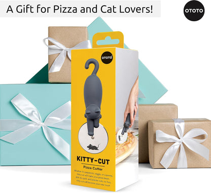 OTOTO Kitty Cut Pizza Cutter Wheel - Pizza Cutters Stainless Steel, Funny Kitchen Gadgets and Kitchen Gifts, Cat Gift for Women Cat Lovers (kitty cut)