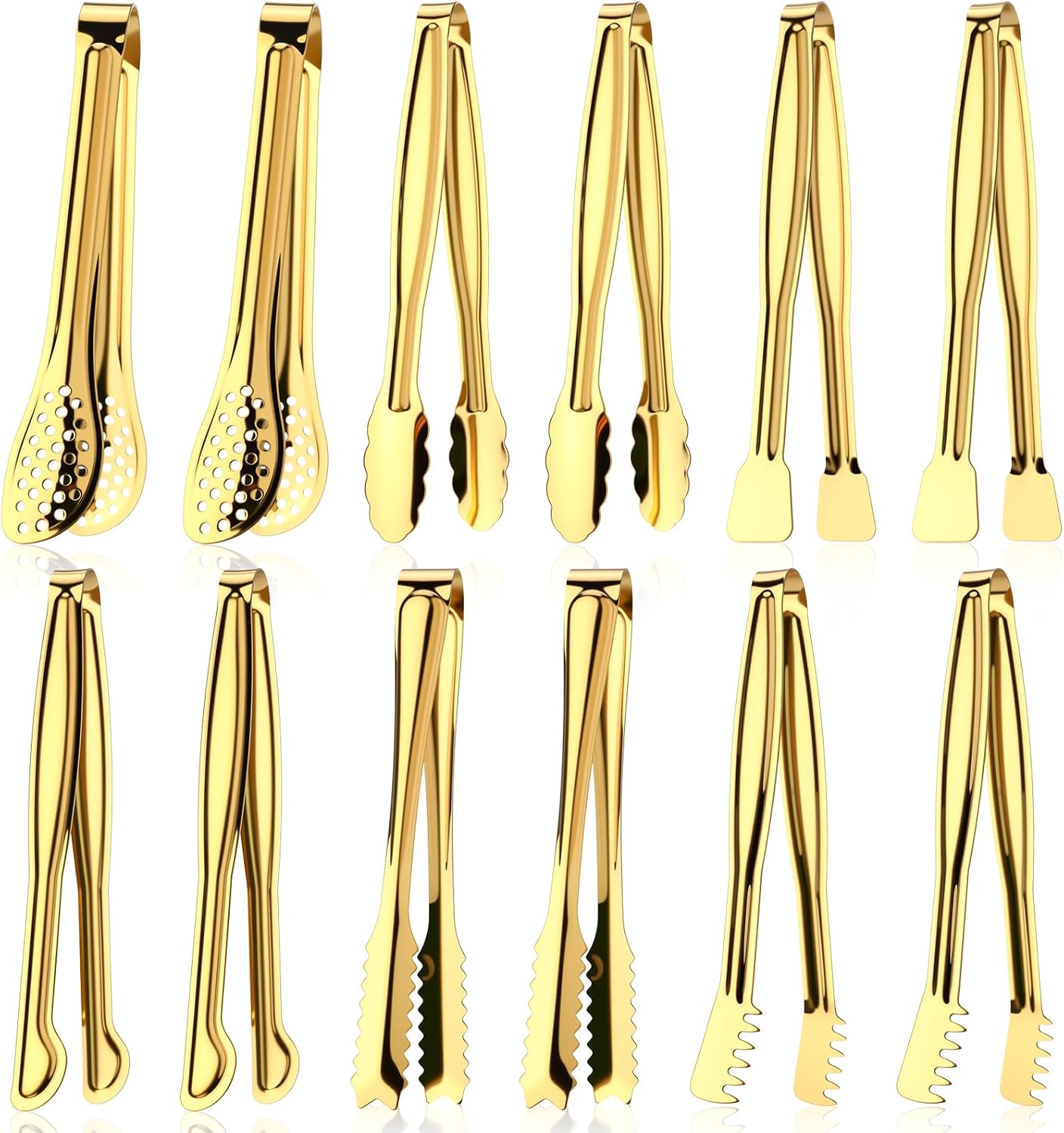 Chengu 12 Pack Stainless Steel Kitchen Tongs 7/9/12 Inches Food Serving Tongs Non Stick Cooking Clips for Kitchen Cooking Barbecue Buffet Wedding Family Gathering Grill Salad