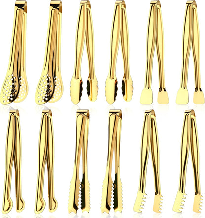 Chengu 12 Pack Stainless Steel Kitchen Tongs 7/9/12 Inches Food Serving Tongs Non Stick Cooking Clips for Kitchen Cooking Barbecue Buffet Wedding Family Gathering Grill Salad
