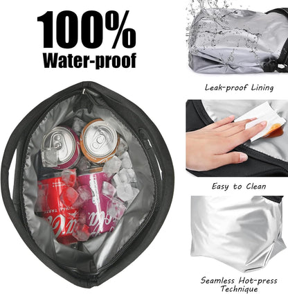 yookee home Waterproof Lunch Bag Double Layer Leakproof Neoprene Insulated Lunch Bag Freezable Black Reusable Thermal Lunch Cooler Tote Lunch Box for Boys Men Women Adult Kids for Work Outdoor