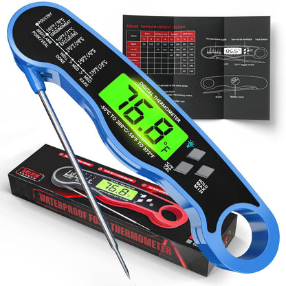 AWLKIM Meat Thermometer Digital, Instant Read Food Thermometer, Red