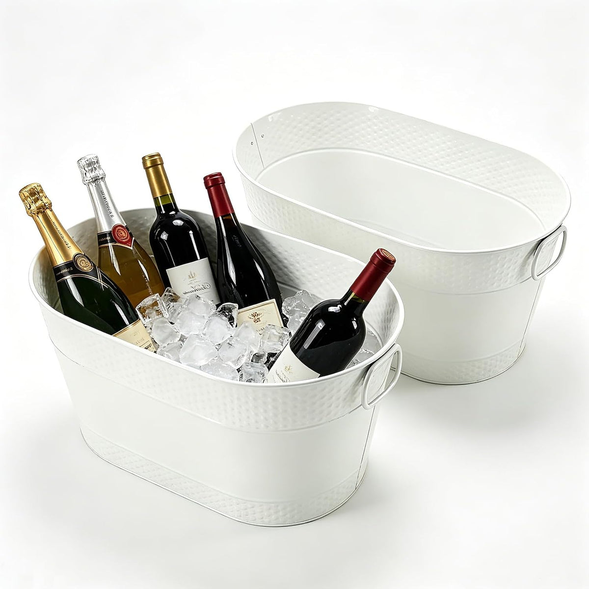 4 Gallon Galvanized Beverage Tub, 2 Pcs Heavy-Duty Ice Buckets Large Galvanized Drink Buckets with Handles for Catering Bars Parties