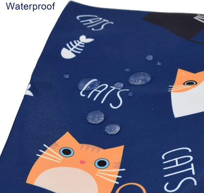 enyuwlcm Mini Lunch Tote Pouch Reusable Small Cute Lunch Bag with Drawstring Suitable for Girls Women Cat Blue