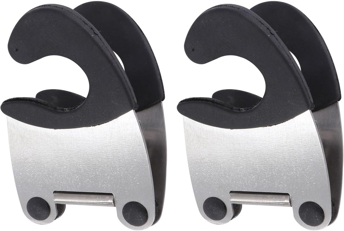 Pot Clip Holder, 2Pcs Spoon Holder for Pot Clip, Stainless Steel Utensil Pot Clip Spoon Rest Pot Fixed Clamp for Kitchen Cooking Accessories (Black)