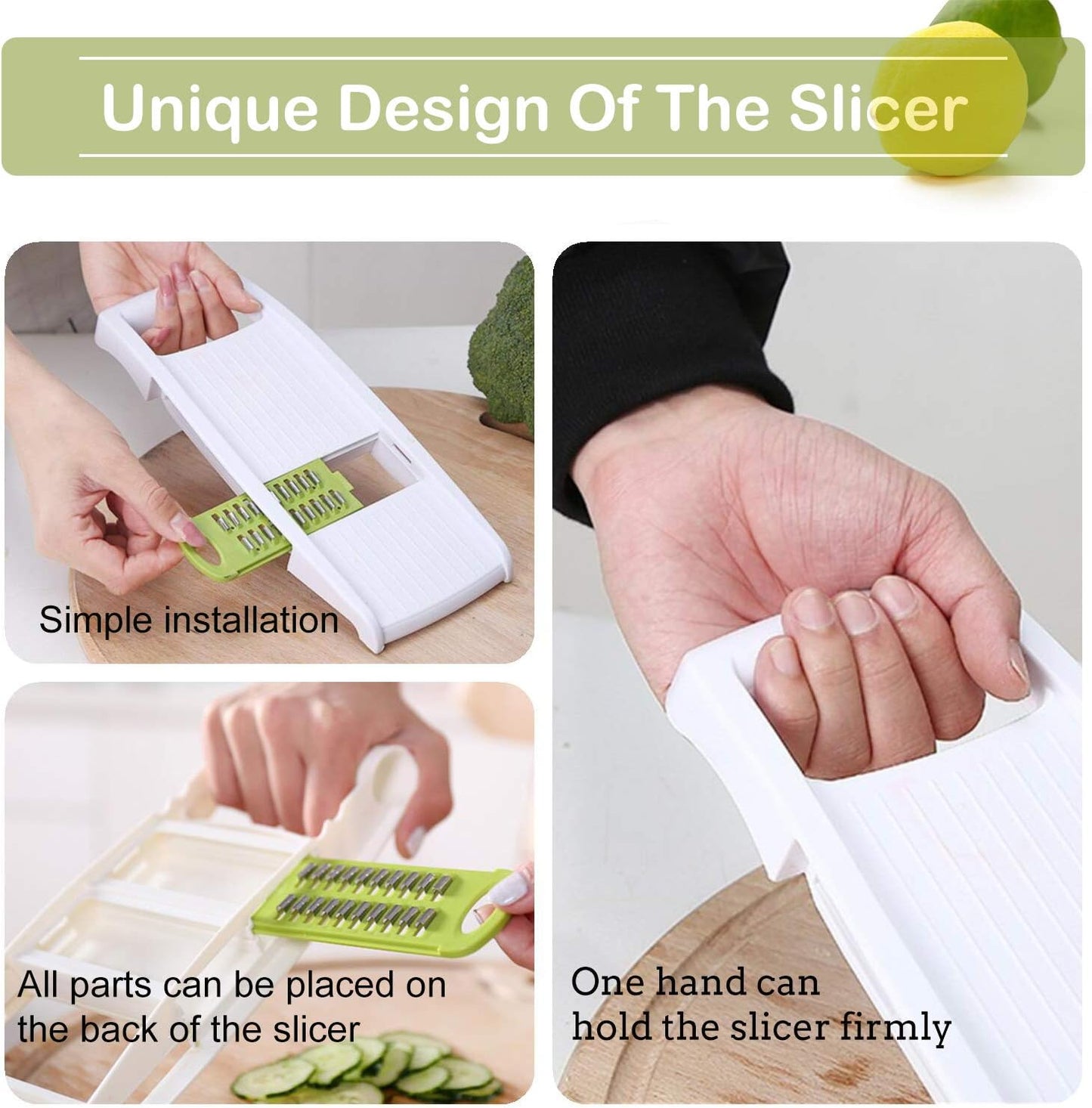 NACOLUS 5 in 1 Mandoline Slicer Vegetable Slicer Mandolin Multi Blade Potato Veggie Slicer Vegetable Cutter Julienne Shredder Potato Slicer Green