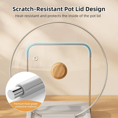 Pot Lid Holder with Wavy Spoon Rest for Kitchen Counter