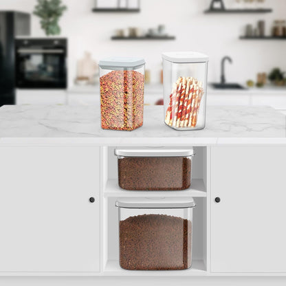 LEAWALK 10Lbs/10.57Qt Airtight Dog Cat Food Storage Container and Dog Treat Containers BPA-Free, PET Clear Stackable Pet Storage Bin, Pop Top, 1-Cup Scoop for Pet Food/Rice/Flour/Bread/Grains
