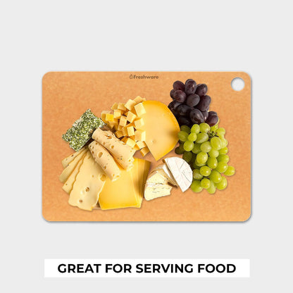 Freshware Wood Cutting Boards for Kitchen, Juice Groove, Non-Slip Silicone Feet, Dishwasher Safe, Medium 12" x 9" and Large, 15" x 11.25", Set of 2, Natural