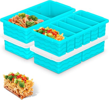 3-Pack Silicone Freezer Trays with Lid,2 Large 2-Cup(500ml)&4 Medium 1-Cup(250ml)&6 Small 1/2-Cup(125ml) Soup Freezer Container Molds,Ice Cube Tray For Meal Prep&Freezing Soup,Stews,Sauces