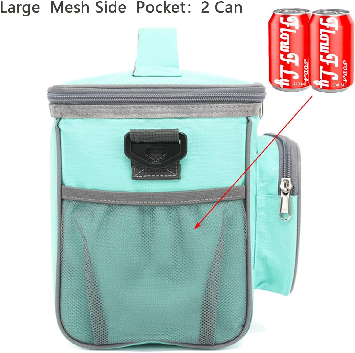 FlowFly Insulated Reusable Lunch Bag Adult Large Lunch Box for Women and Men with Adjustable Shoulder Strap,Front Zipper Pocket and Dual Large Mesh Side Pockets,Cherry - Colors B