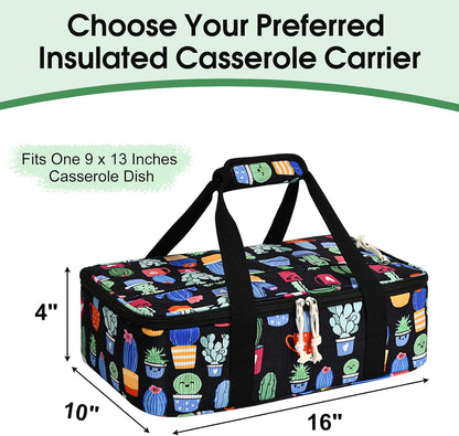 Insulated Casserole Carrier, Portable Casserole Carrier for Hot or Cold Food Lunch Tote Warmer or Cooler Bag, Lasagna Lunch Bag for Potluck Parties- Fits 9" x 13" Baking Dish-Charcoal Grey