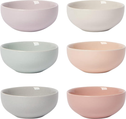 Now Designs Canyon Ceramic Pinch Bowl Set, Soy Sauce Dish, Set of 6, 2 oz